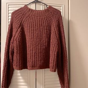 Burgundy Knitted Crop Sweater (Nordstrom)
